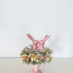 Easter Bunny Decor, Ceramic Pink Rabbit Decoration - Etsy