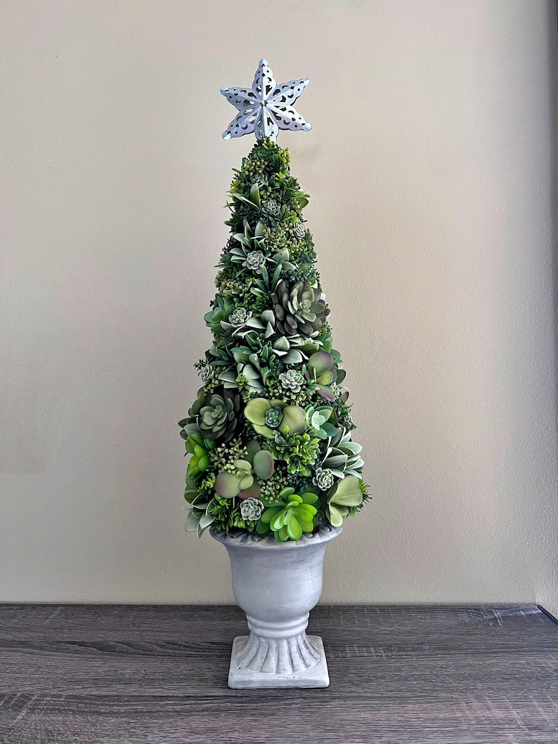 Christmas Cone Succulents Tree Handmade Tabletop Christmas Etsy
