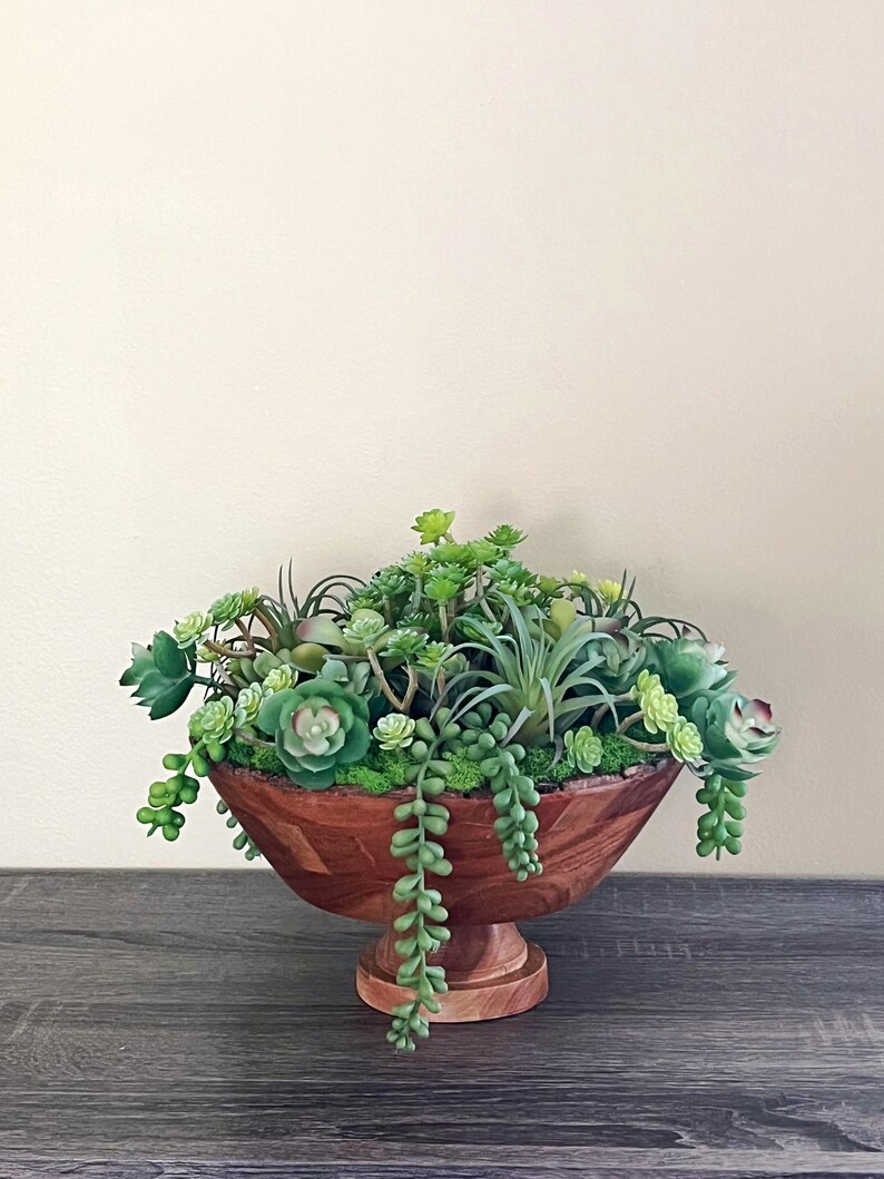 Dough Bowl Centerpiece Preserved Moss Farmhouse Succulents Etsy