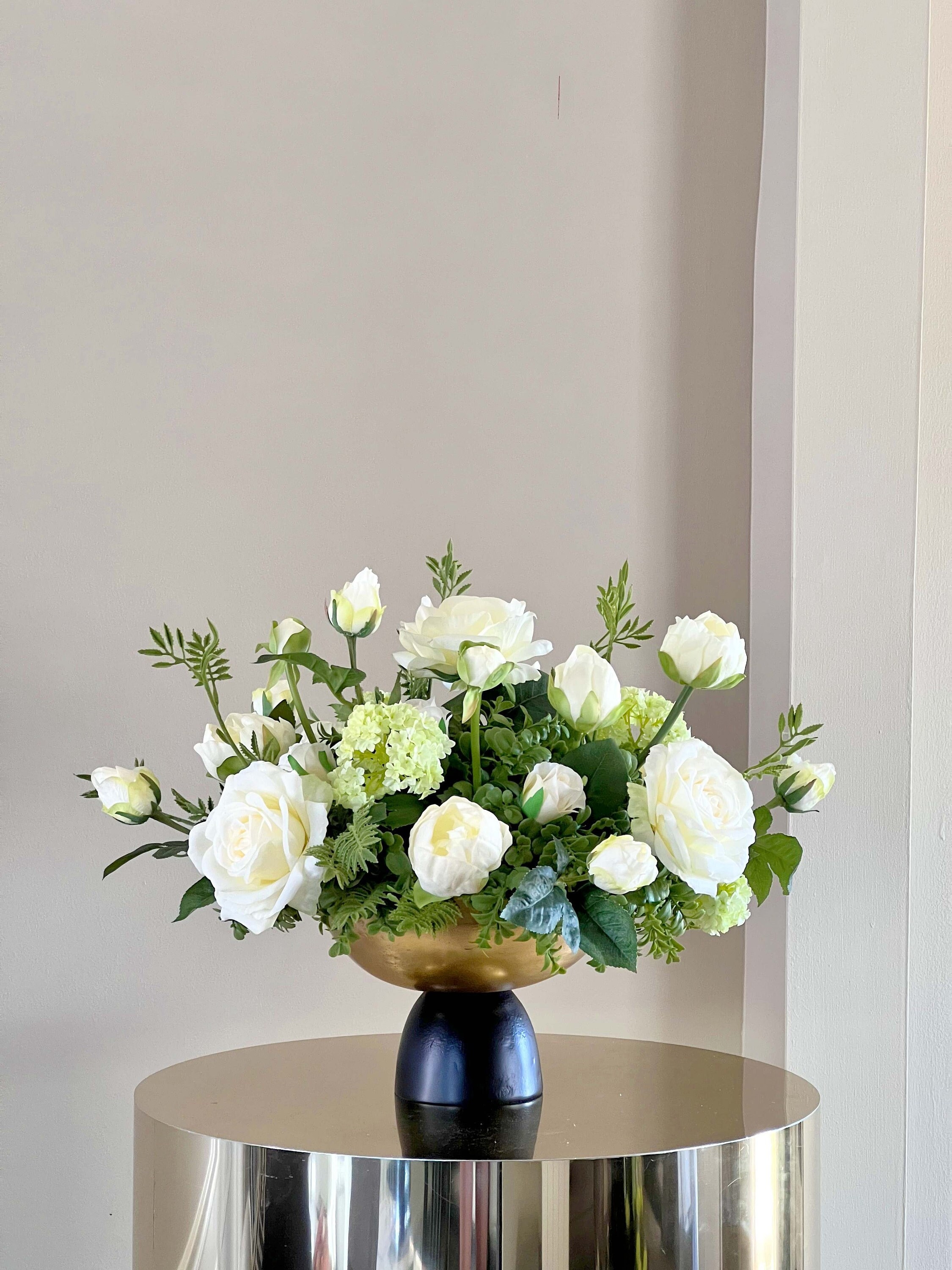 Real Touch  Floral Centerpiece , White Flowers Arrangement, Modern Home Decor