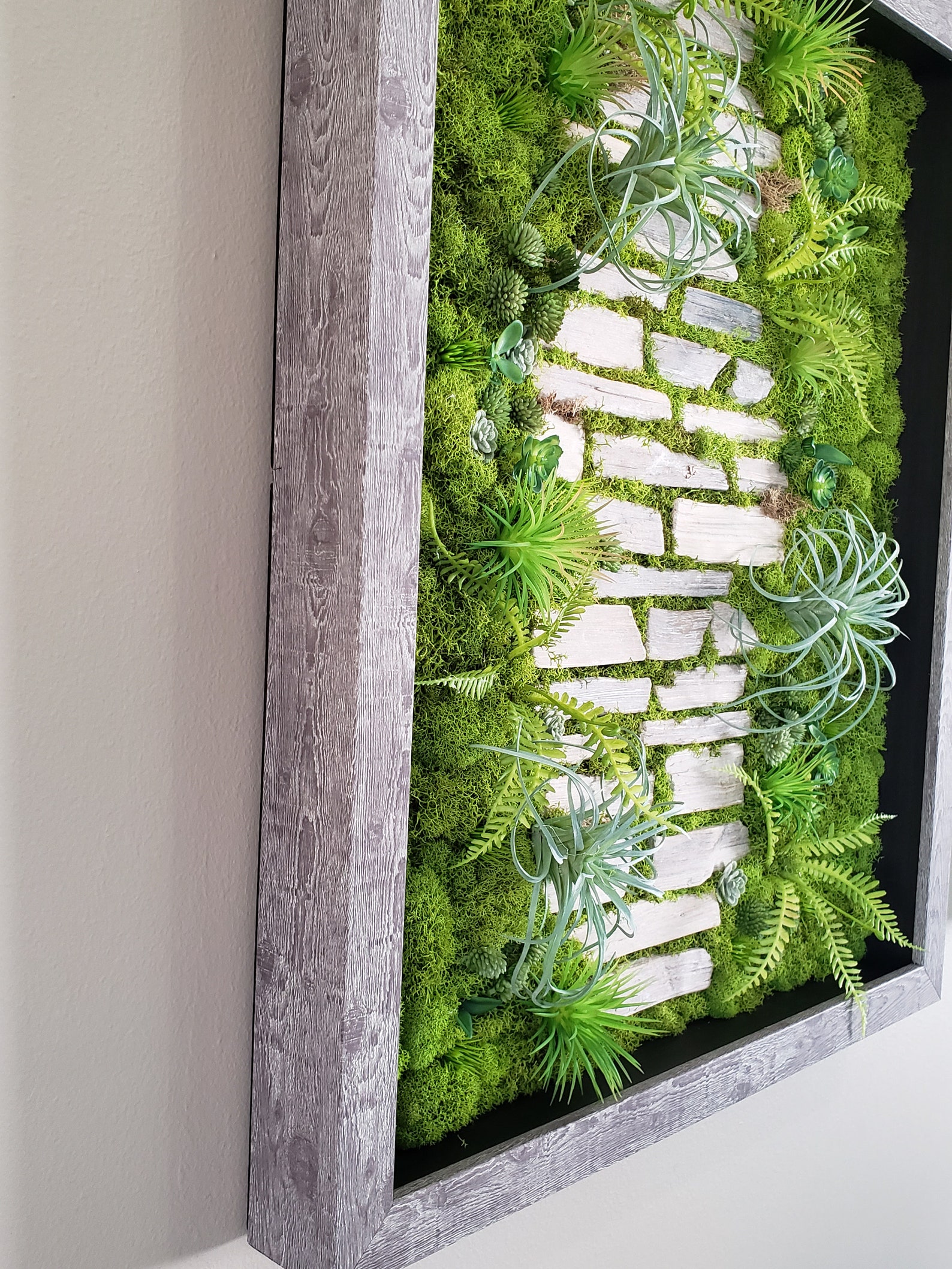 SET OF 3 Faux succulent moss wall art Handmade Preserved Moss Etsy