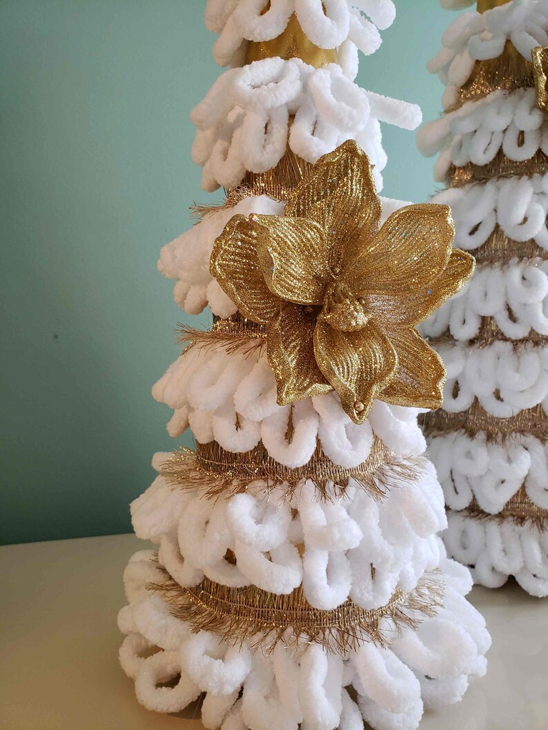 Modern Christmas Cone Tree, Tabletop Gold Christmas Tree, Decor Girls Room, Winter Wedding Centerpiece image 3