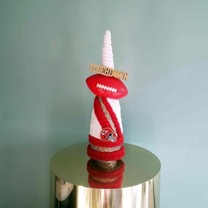 Kansas City Chiefs Decor, Tabletop Mini Christmas Tree 23", NFL Football Decoration, Fan Gift