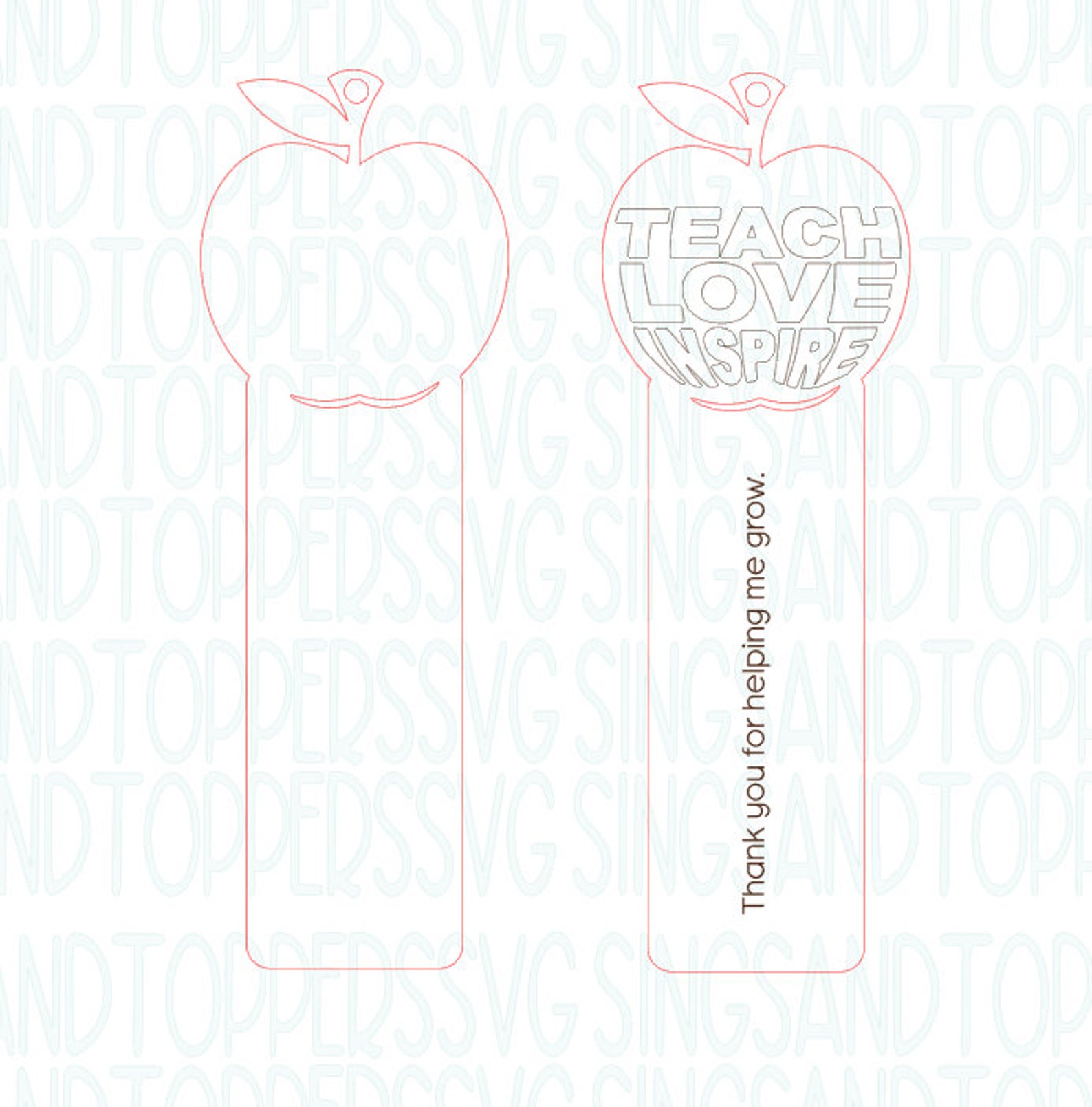 Teacher apple bookmark svg bookmark svg laser cut Etsy