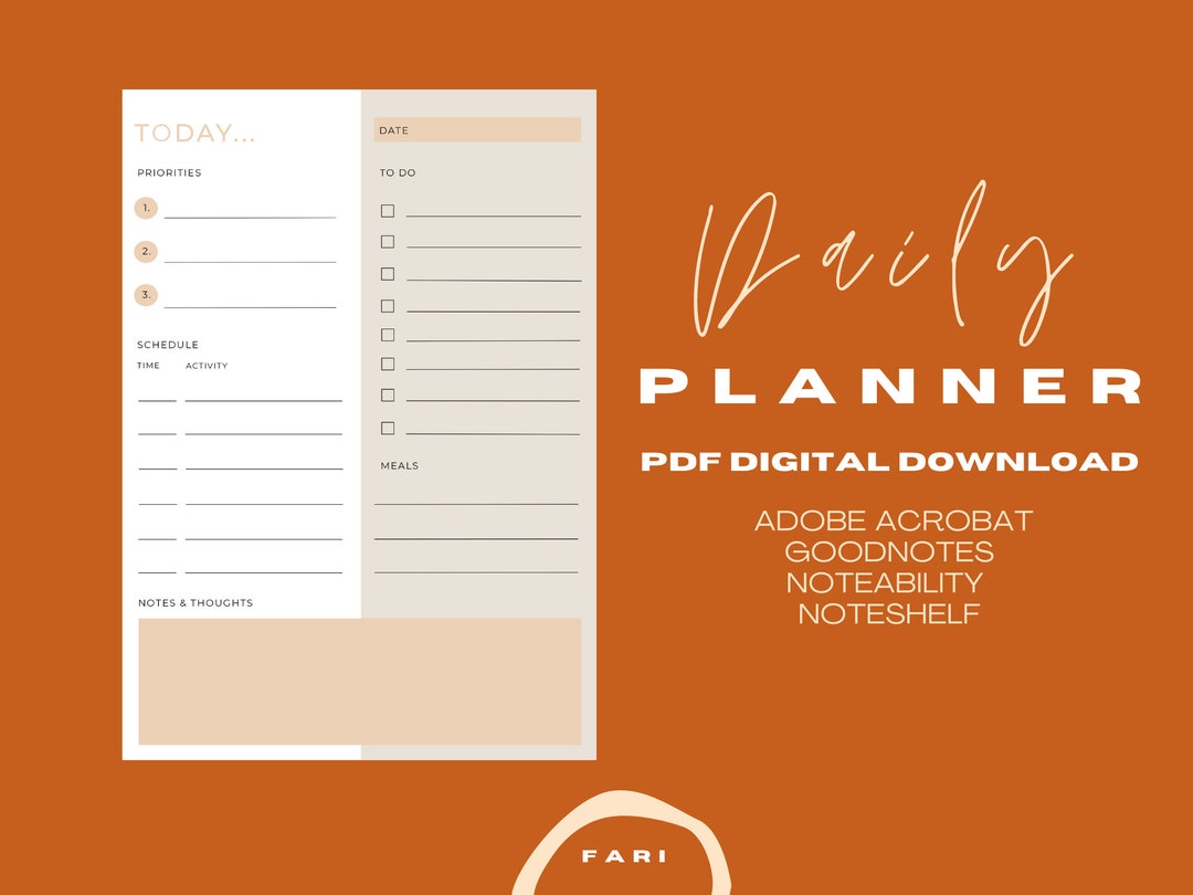 Productivity Daily Digital Planner Pack | 15 Min Editable PDF | Instant ...