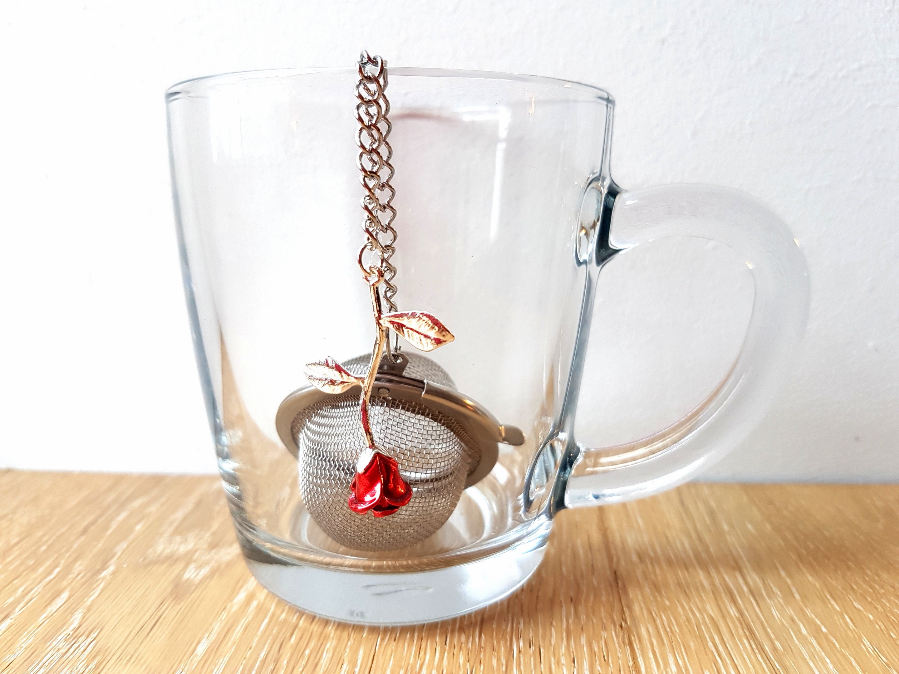 Tea Infuser with Rose flower charm pendant for fresh loose tea Etsy 日本