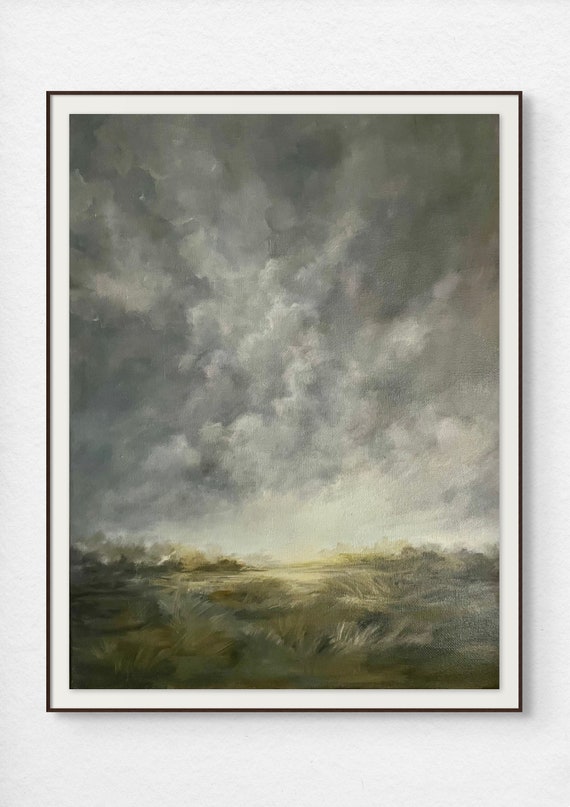 油絵（抽象画）モノクローム　Ｆ4 油絵（抽象画）モノクローム F4 油絵。嵐の前に。風景油彩キャンバス