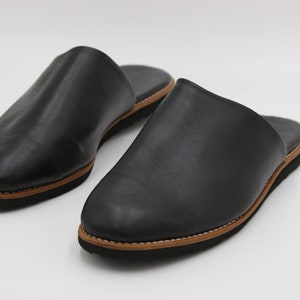 Men Leather Clog, Black Leather slippers Men, Moroccan leather babouche for men, Men handmade leather slippers, Brown leather Babouche