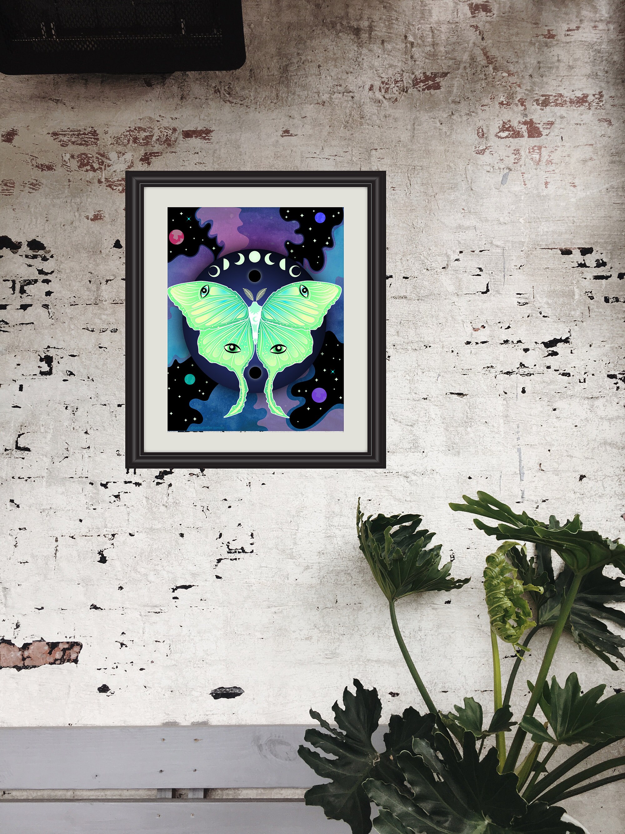 Luna Moth With Moon Phases Art Print, Butterfly Art, Moon Art Print - Etsy