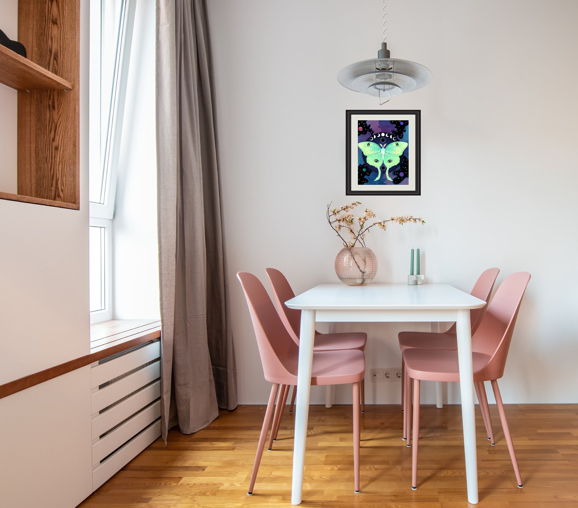 Luna Moth With Moon Phases Art Print, Butterfly Art, Moon Art Print - Etsy