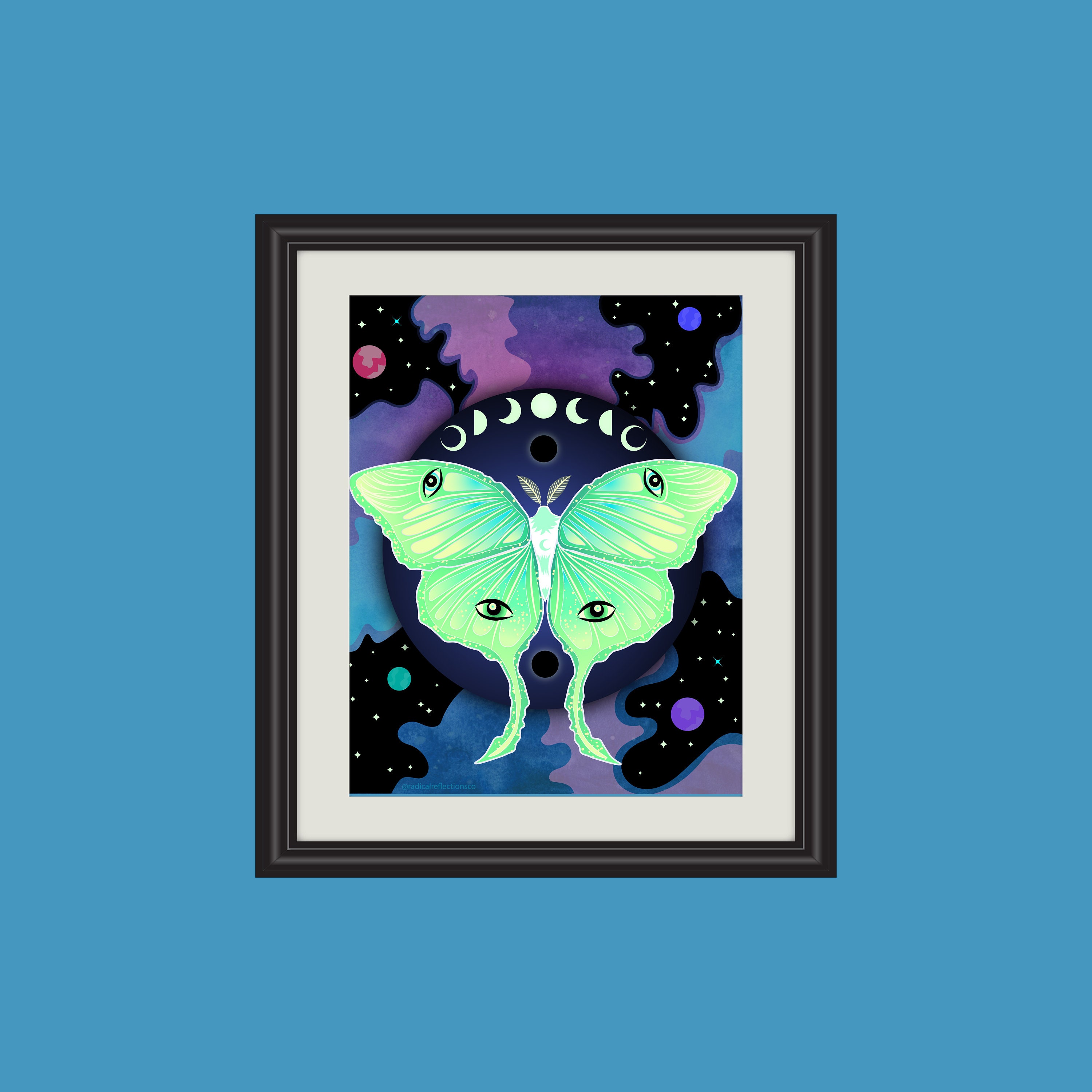 Luna Moth With Moon Phases Art Print, Butterfly Art, Moon Art Print - Etsy