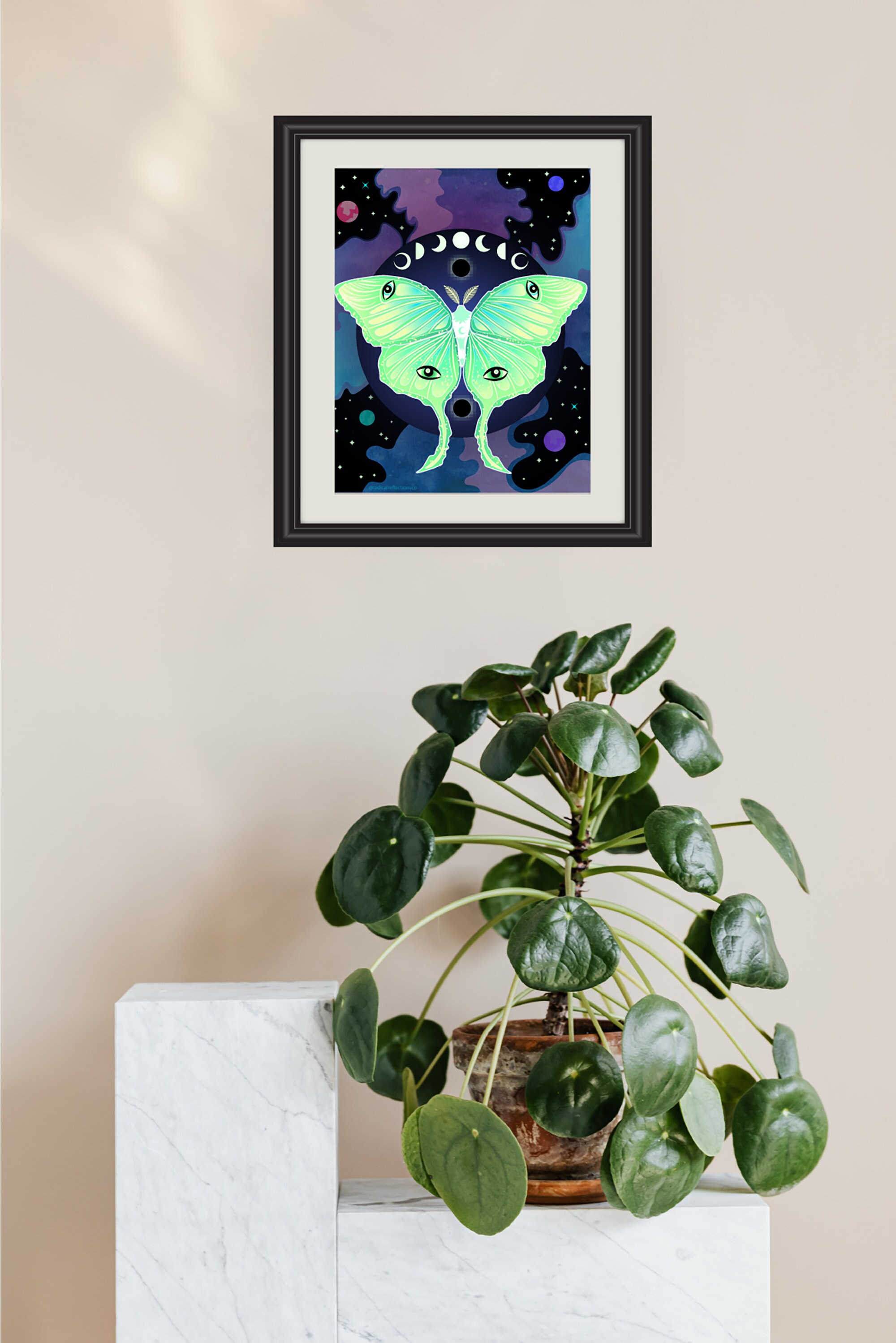 Luna Moth With Moon Phases Art Print, Butterfly Art, Moon Art Print - Etsy