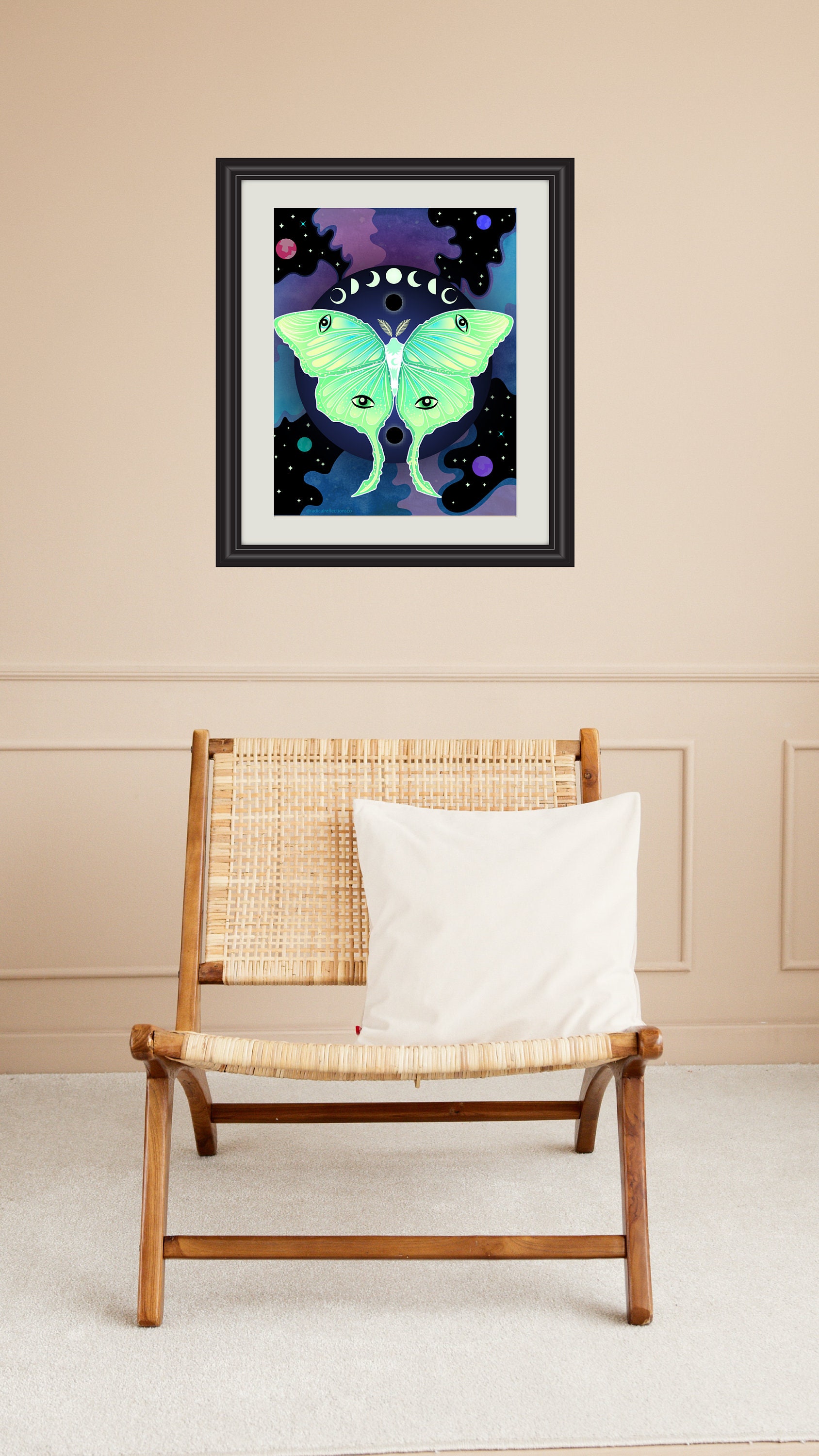 Luna Moth With Moon Phases Art Print, Butterfly Art, Moon Art Print - Etsy