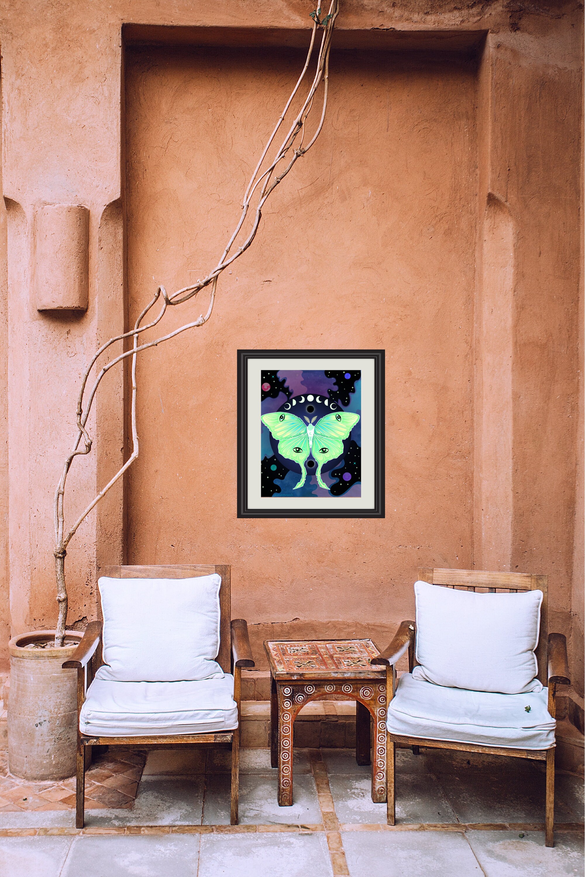 Luna Moth With Moon Phases Art Print, Butterfly Art, Moon Art Print - Etsy