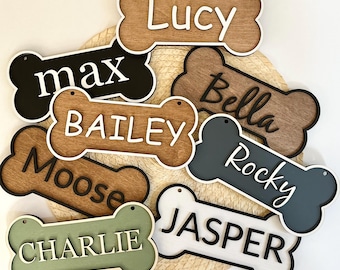 Custom Dog Bone Name Sign, Personalized Dog Crate Name Sign, Kennel Name Plate, Wooden Dog Name Sign, Dog Crate Decor, Dog Gift Accessories
