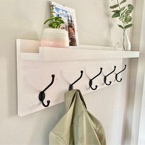 Coat Rack, Farmhouse Coat Hooks, Entryway Organizer, Coat Hook Rack with Shelf, Rustic Wood Coat Rack, Farmhouse Decor, Entryway Coat Rack