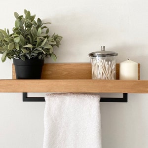 Drakestone Designs Bathroom Shelf with Towel Bar - Whitewash