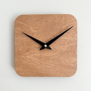 6 Inch Square Wooden Wall Clock, Rustic Clock, Laser Cut, Minimalist Clock, Unique Wall Clock, Modern Hanging Clock, Silent Kitchen Clock