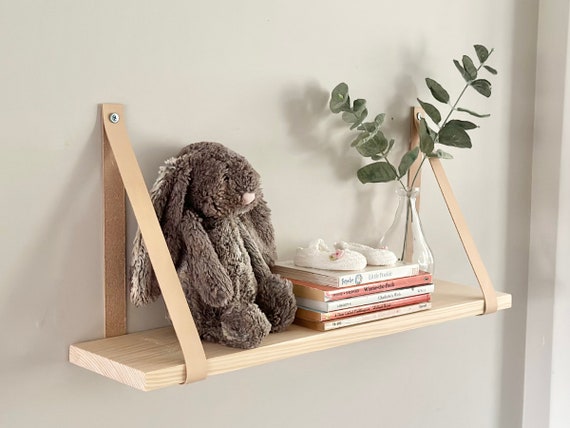 Nursery Bookshelf Natural Pine and Painted Bar, Small Space Shelf, Joinery  