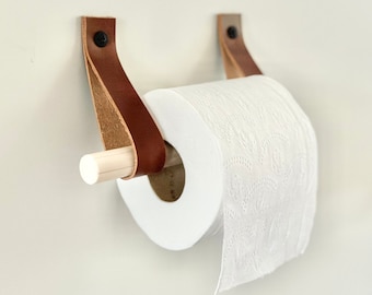 Leather Strap Toilet Paper Holder, Toilet Roll Holder, Bathroom Decor, Leather Strap TP Holder, Minimalist Bathroom
