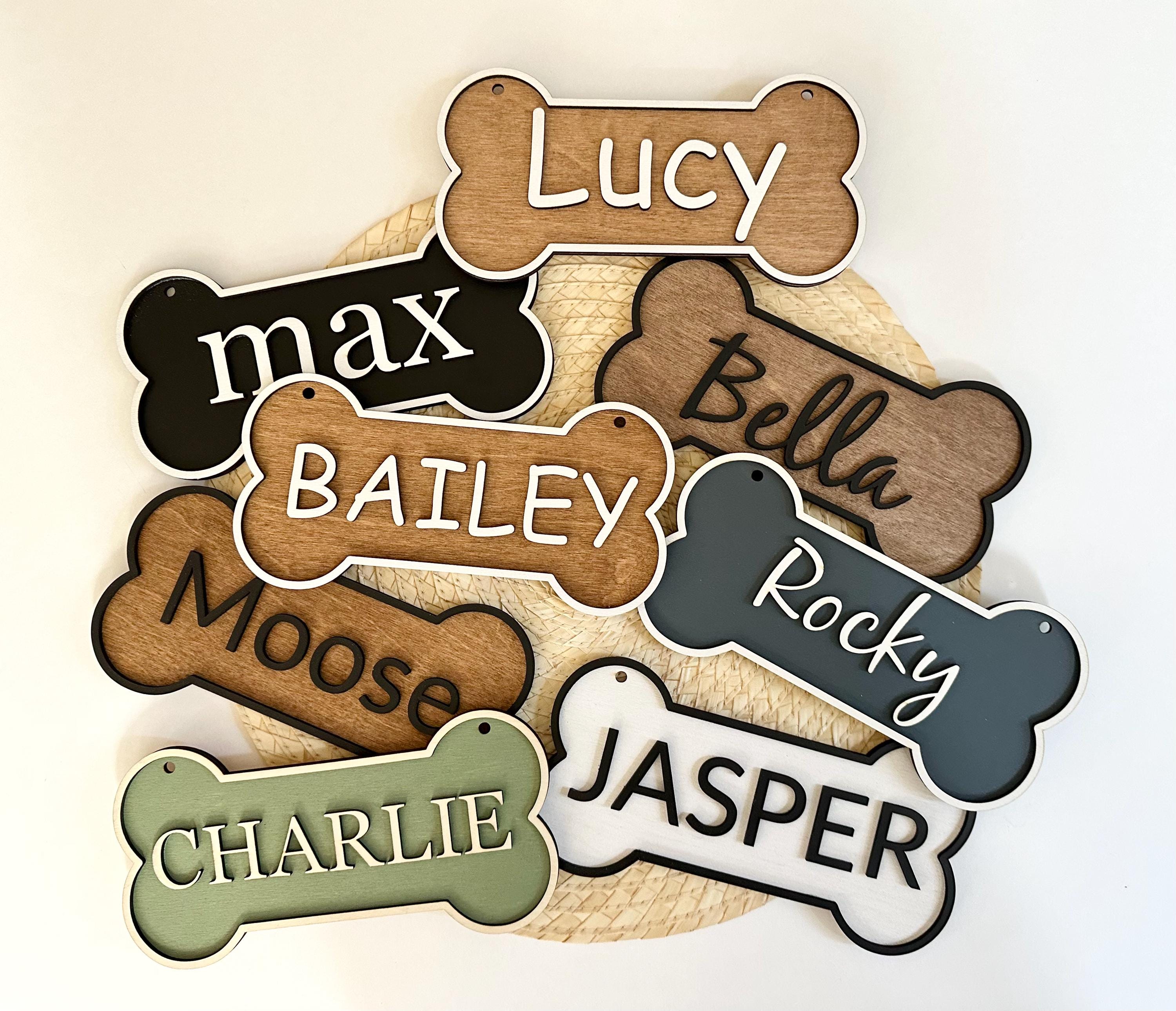 View of Custom Dog Bone Name Sign, Personalized Dog Crate Name Sign, Kennel ...