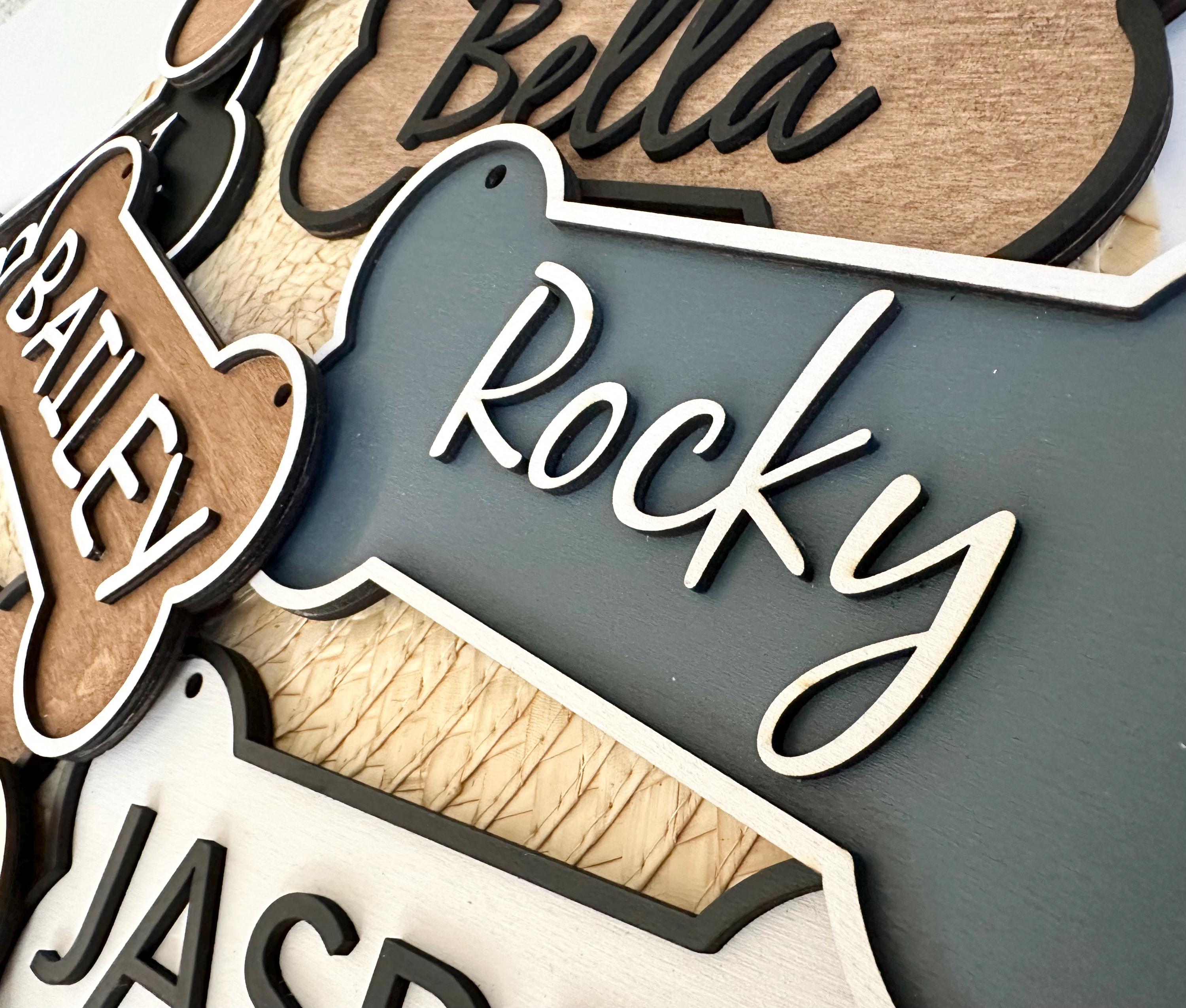 View of Custom Dog Bone Name Sign, Personalized Dog Crate Name Sign, Kennel ...