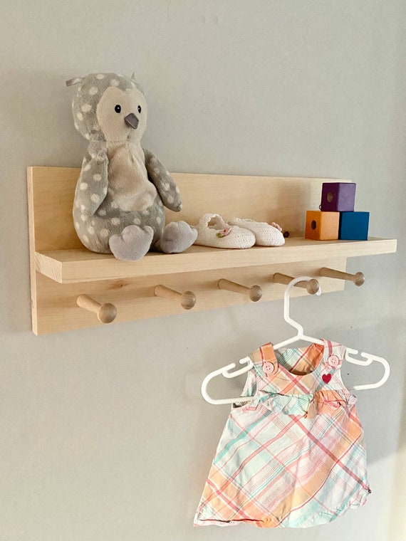 Wall Mounted Jewelry Organizer Holder With Shelf, Rustic Wood Jewelry Hanger  With Hooks and Bar, Jewelry Storage, Boho Decor, Gift for Her 
