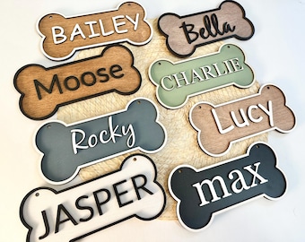 Custom Dog Bone Name Sign, Personalized Dog Crate Name Sign, Kennel Name Plate, Wooden Dog Name Sign, Dog Crate Decor, Dog Gift Accessories