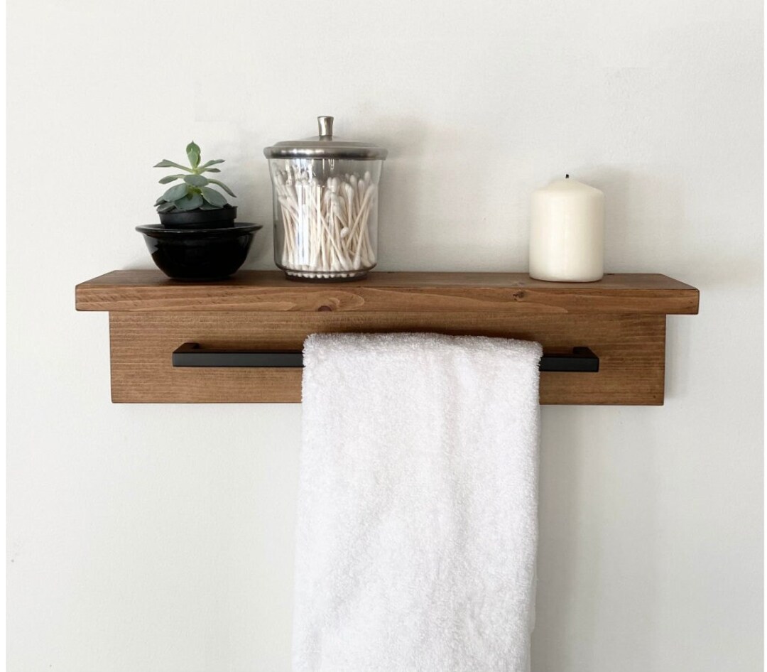 Bathroom Towel Rack Shelf, Floating Shelf Hand Towel Holder, Bathroom ...