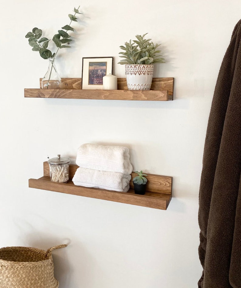 Bathroom Shelf, Floating Shelf, Bathroom Storage, Wooden Picture Ledge, Rustic Home Decor, Nursery Shelf, Kitchen Shelves, Bathroom Decor image 2