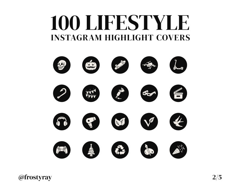 Dark Black Instagram Highlight Covers Lifestyle Instagram - Etsy