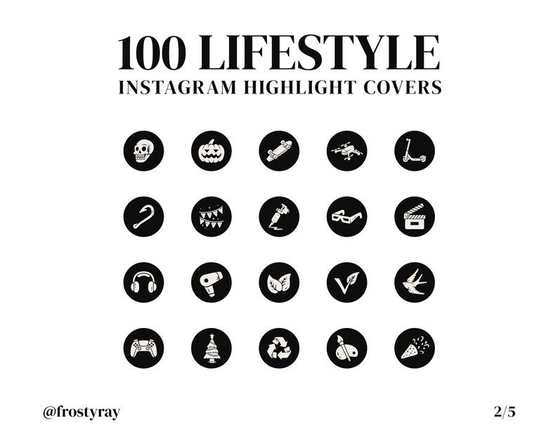 Dark Black Instagram Highlight Covers Lifestyle Instagram Etsy