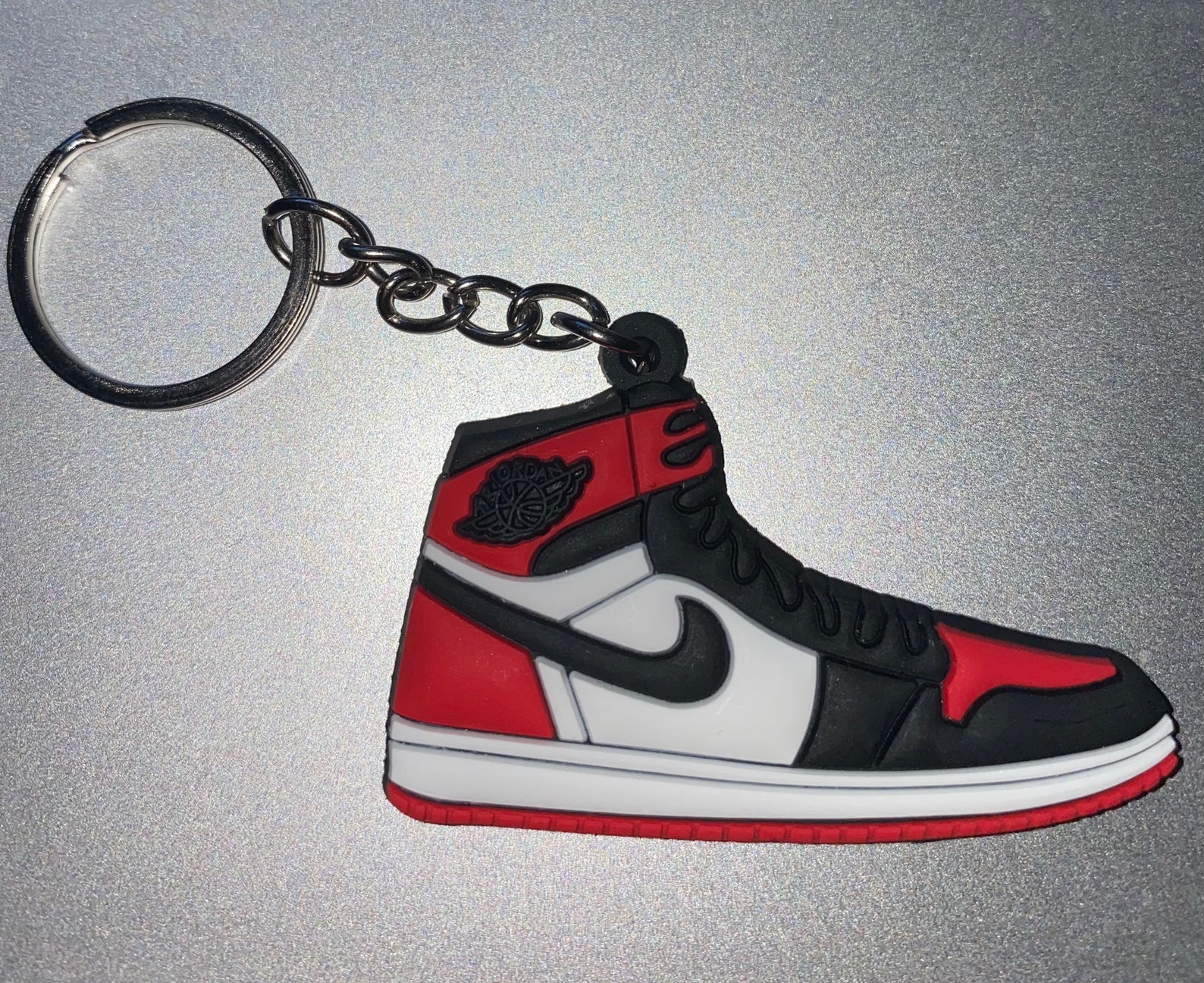 Jordan 1 Keychain Bred Toe Etsy