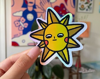 Holographic Waterproof Sticker | Nature Sticker | Mental Health Sticker | Moody Sun