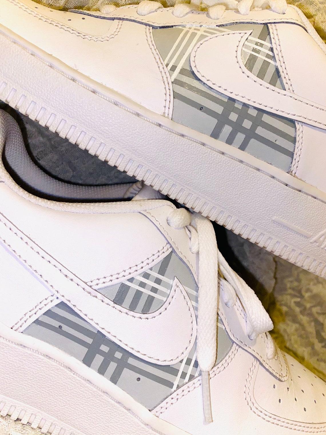 Nike Air Force 1 Checked customs | Etsy