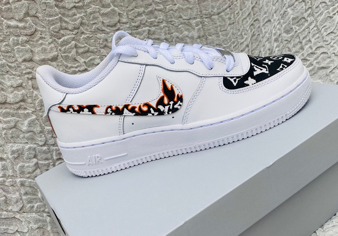 Custom Nike Air Force 1 LV Flame Graffiti print 'Burnt Out | Etsy