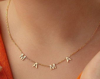 MAMA Necklace, Initial Necklace, Initial Name Necklace, Letter Necklace, Personalized Jewelry, Mother's Day Gift, Gift for Her, Gift for Mom