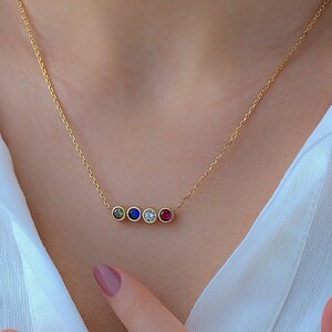Collier de pierre de naissance en or 14 carats, collier de pierre de naissance personnalisé, cadeau pour mère, cadeau pour elle, bijoux personnalisés, cadeau de fête des mères, cadeau pour elle