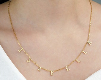 14k Gold Initial Name Necklace - Initial Name Necklace - Letter Necklace - Initial Gold Necklace - Custom Letter Necklace - Minimalist Gifts