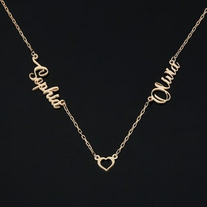 Multiple Gold Name Necklace,Two Name Necklace, Children Name Necklace, Personalized Jewelry, Mother Day Gifts, Family Name necklace
