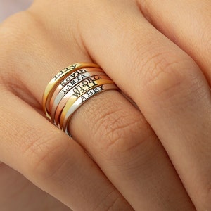 Stackable name 2024 rings white gold