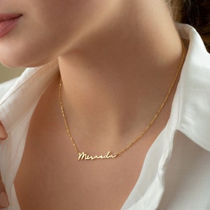 14K Solid Gold Name Necklace, Gold Minimalist Necklace, Name Necklace, Personalized Gift, Gift For Her, Christmas Gift, Christmas Necklace