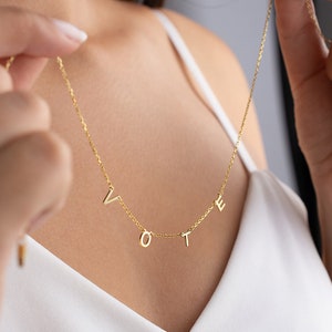 Vote Necklace, Kamala Harris Vote 14K Gold Necklace, Gold Vote Choker, Harris Vote necklace, Initial Necklace, Gift for Mom