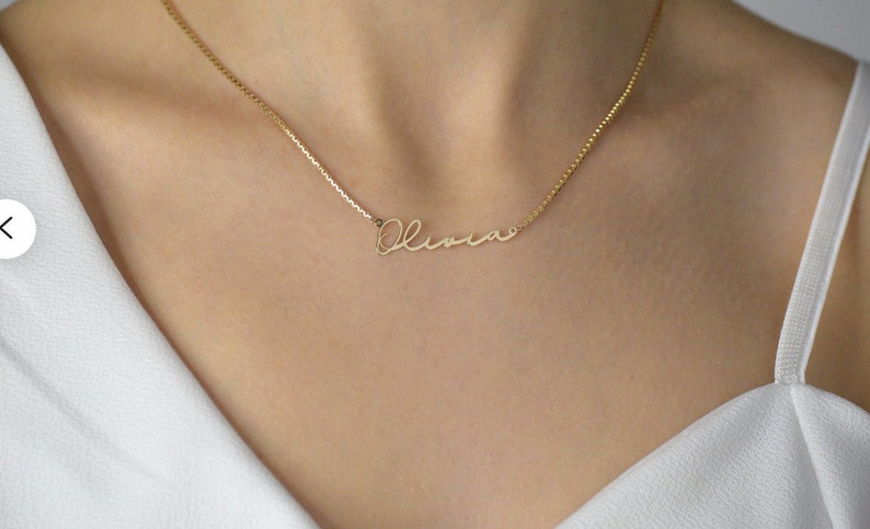 Handmade Gold Necklace with Box Chain, Personalized Name Necklace, Collier Prénom, Custom Name Necklace, Gift For Mother, Gift For Christmas image 6