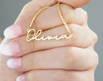 Silver Name Necklace with Box Chain • Gold Necklace • Perfect Gift for Her • Personalized Gift • Personalized Name Necklace • Gift For Her