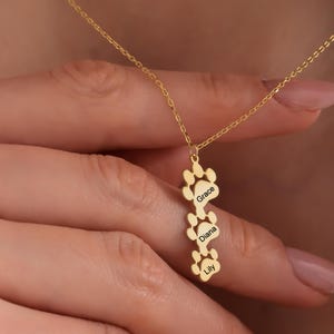 Personalized Pet Print Name Necklace, Tiny Dog & Cat Paw Necklace, Minimalist Animal Jewelry, Perfect Gift for Pet Lovers, Gift For Mother
