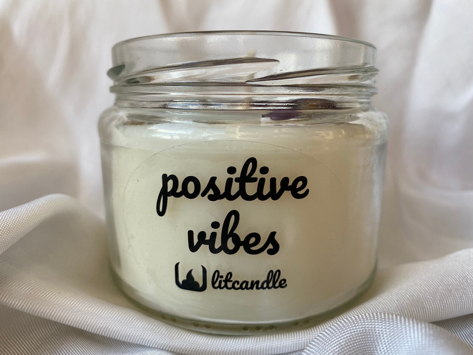 Positive Vibes Candle Crystal Candle Aromatherapy Candle Etsy