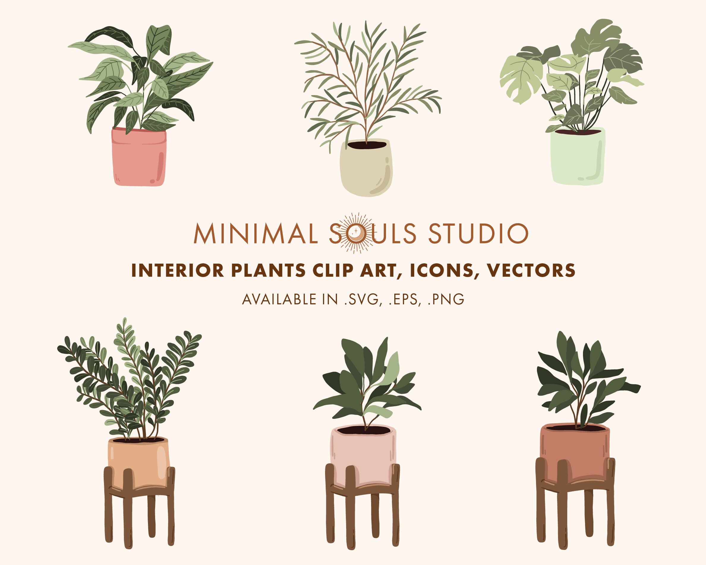 Interior Plants Clipart, Vectors, Icons, EPS Instant Digital Download ...