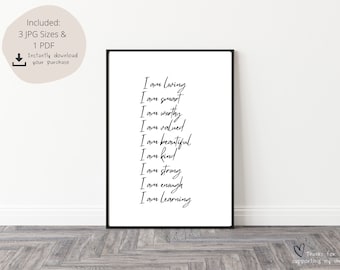 Positive Affirmations Poster: Kids' Self-Esteem Decor (Digital Download)
