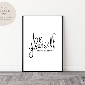 Be Yourself Everyone Else is Taken, Inspirational Quote Print, Counseling Decor, Counselor Print, Therapy Print, Minimalist Print, Therapist